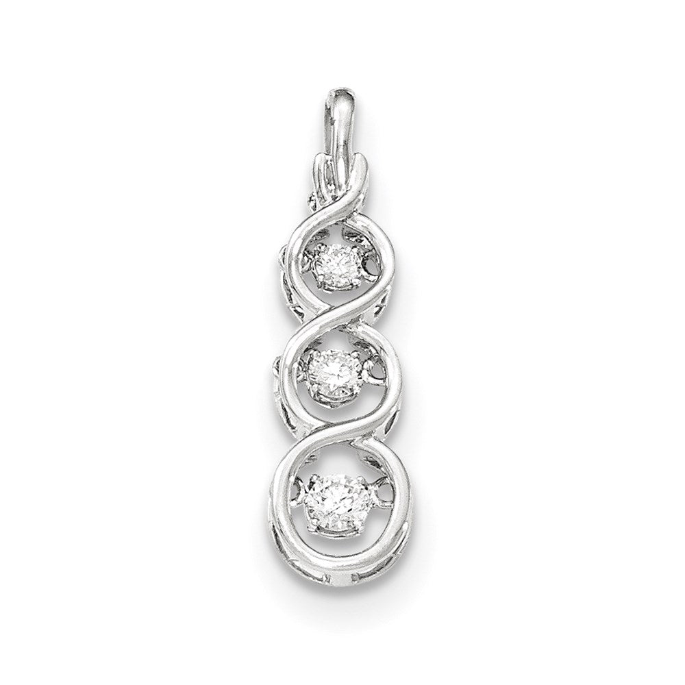14K Weißgold Lebhaft Echt Diamant Kreise Kette Anhänger