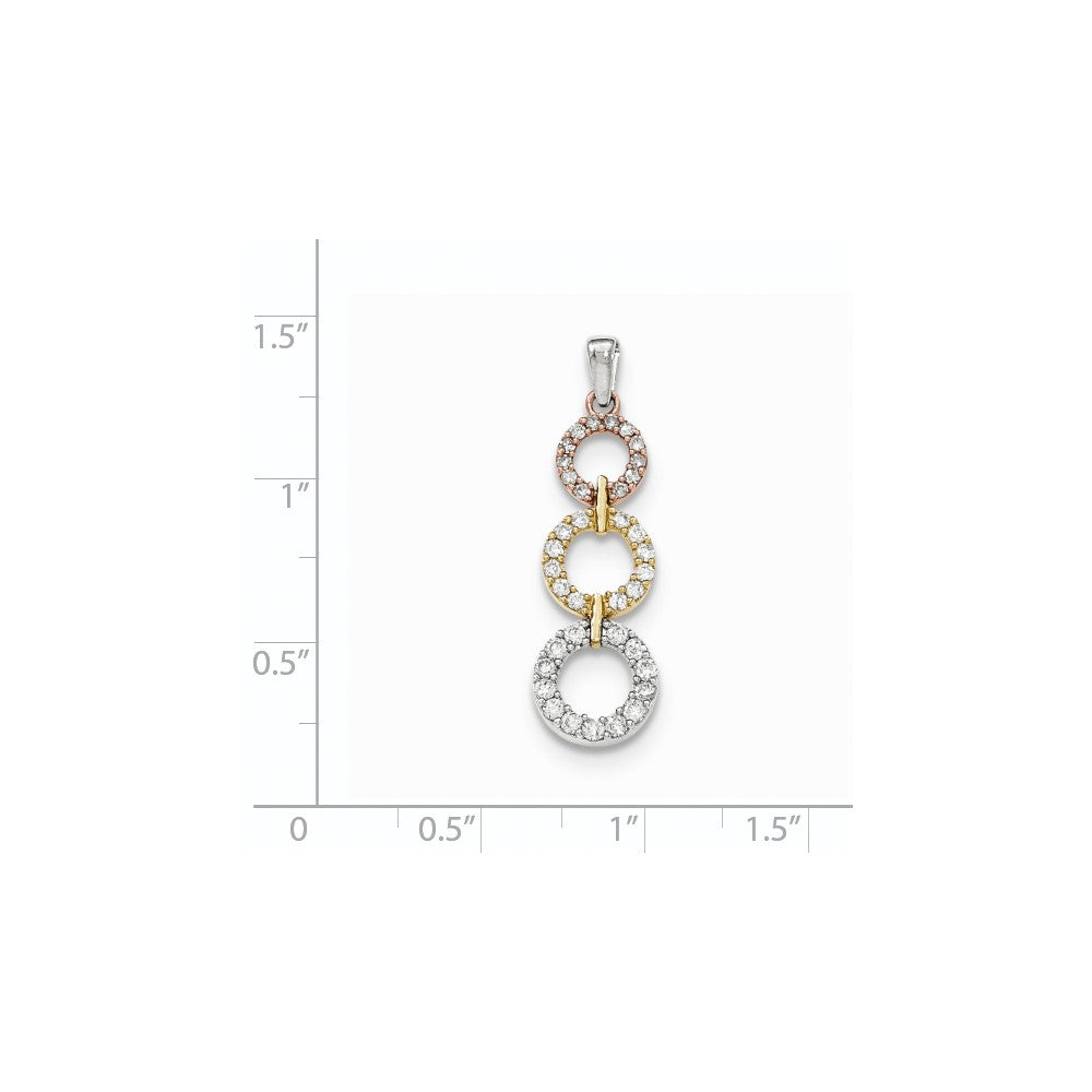 14K Tricolor-Gold Echtdiamant-Anhänger
