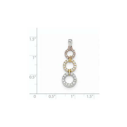 14K Tricolor-Gold Echtdiamant-Anhänger