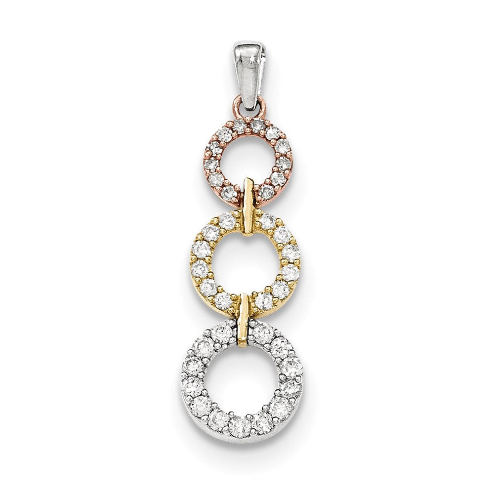 14K Tricolor-Gold Echtdiamant-Anhänger