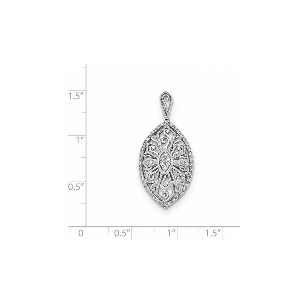 14K Weißgold Diamant-Anhänger in Marquise-Form mit Filigranarbeit, echt