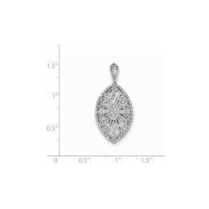 14K Weißgold Diamant-Anhänger in Marquise-Form mit Filigranarbeit, echt