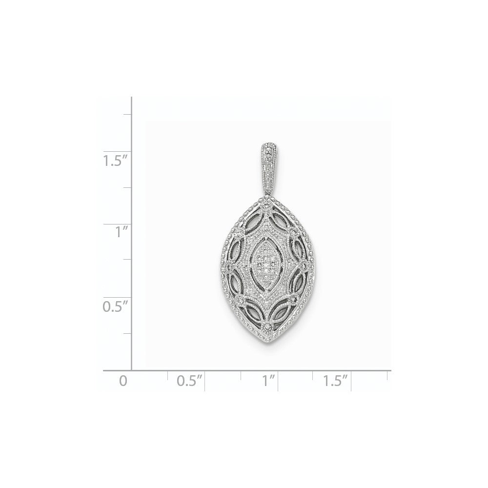 14K Weißgold Filigran-Anhänger in Marquise-Form mit echten Diamanten