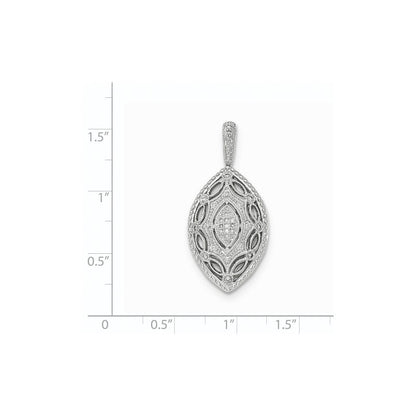 14K Weißgold Filigran-Anhänger in Marquise-Form mit echten Diamanten
