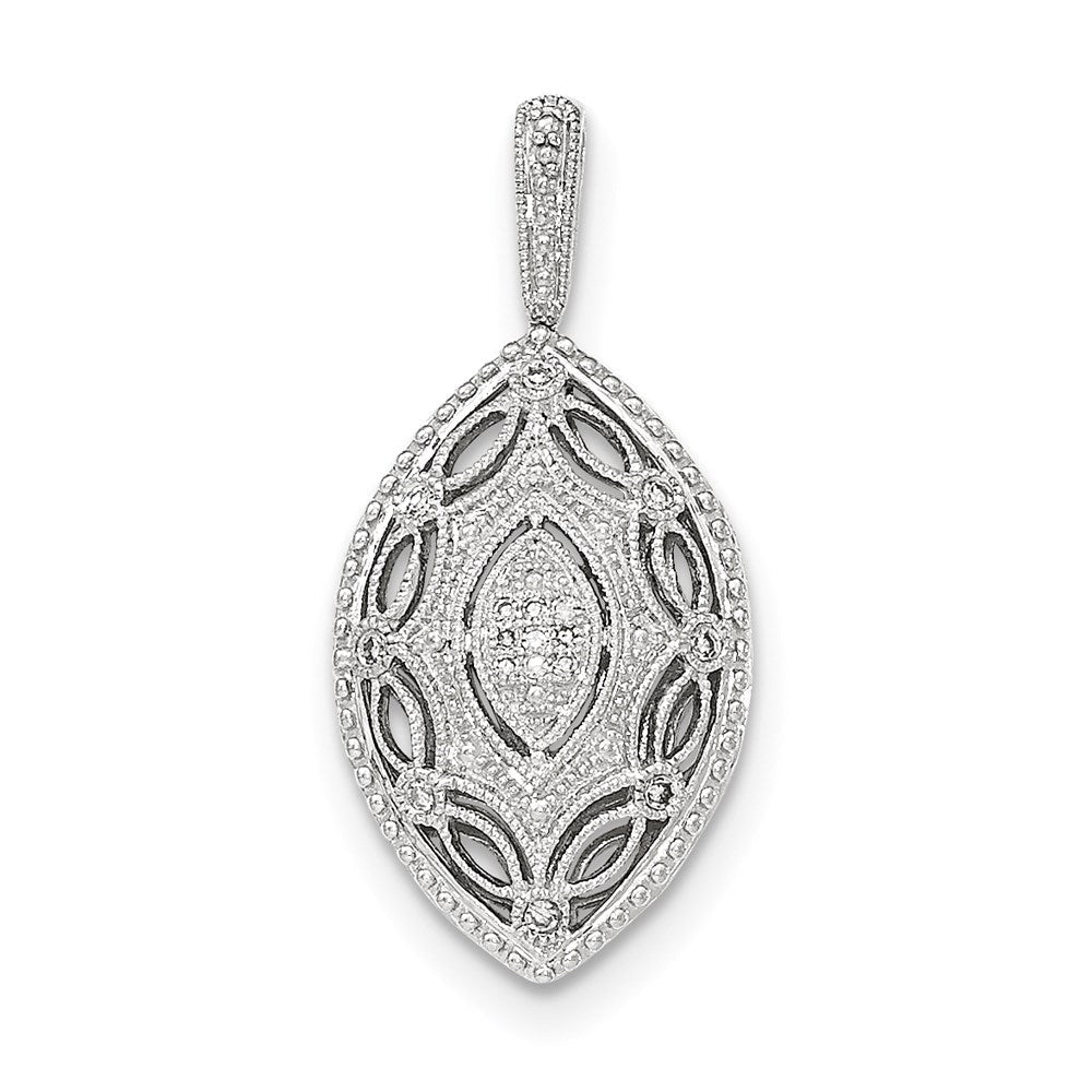 14K Weißgold Filigran-Anhänger in Marquise-Form mit echten Diamanten