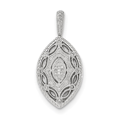 14K Weißgold Filigran-Anhänger in Marquise-Form mit echten Diamanten