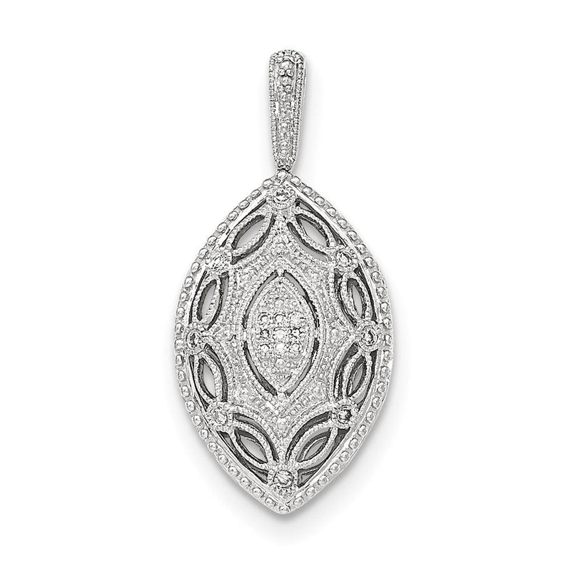 14K Weißgold Filigran-Anhänger in Marquise-Form mit echten Diamanten