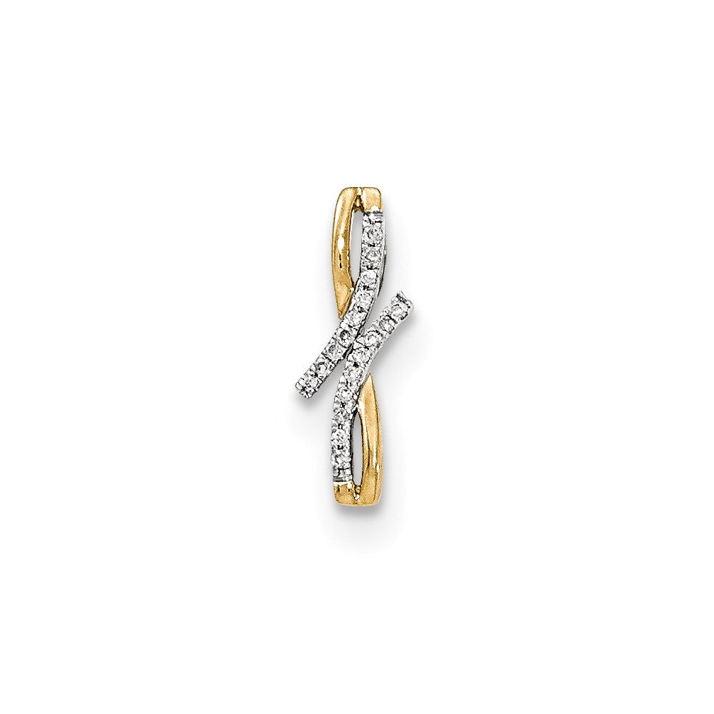 14K Gelbgold Echter Diamant-Pavé-Gleitanhänger