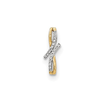 14K Gelbgold Echter Diamant-Pavé-Gleitanhänger