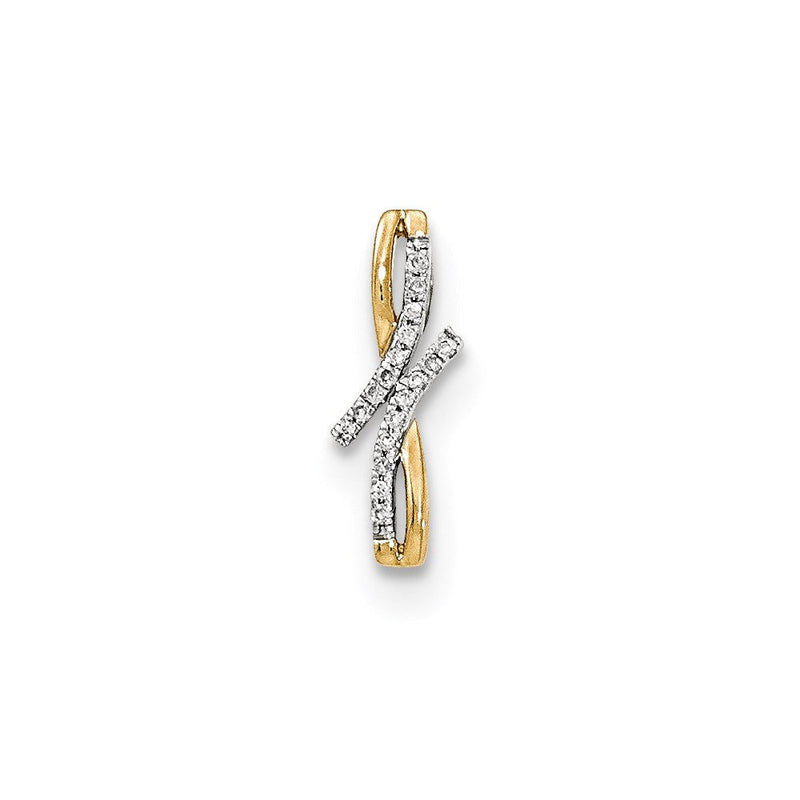 14K Gelbgold Echter Diamant-Pavé-Gleitanhänger