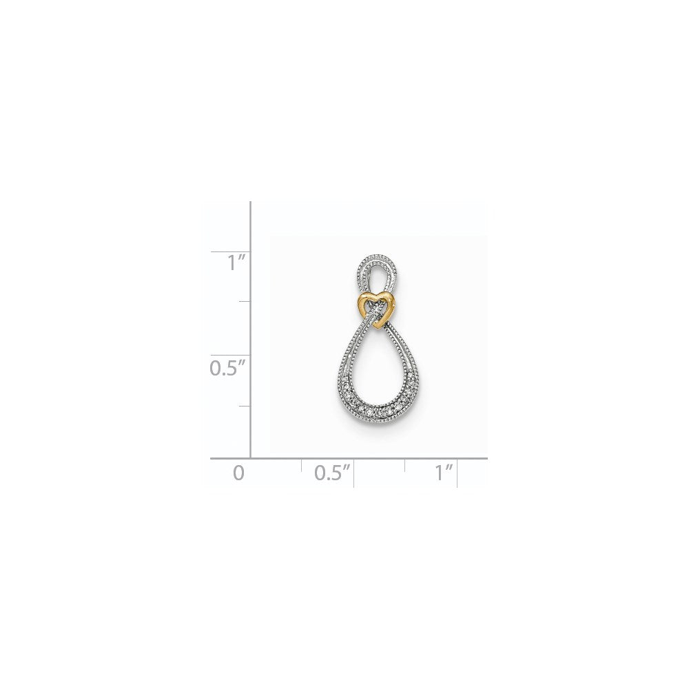 14K Bicolor-Gold Echtdiamant-Unendlichkeitsanhänger mit Herz