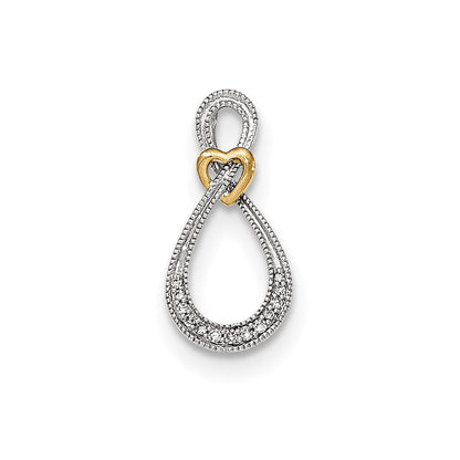 14K Bicolor-Gold Echtdiamant-Unendlichkeitsanhänger mit Herz