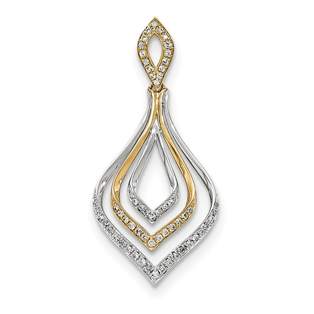 14K Bicolor Gold Anhänger mit echtem Diamant