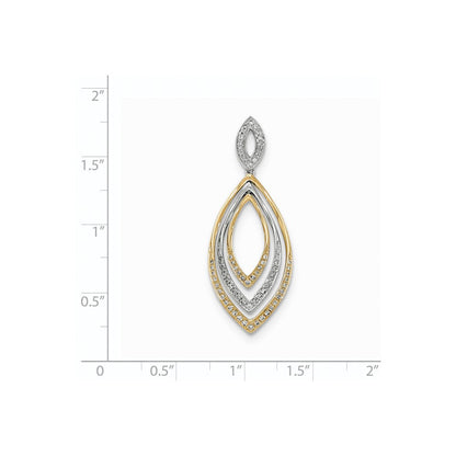 14K Bicolor-Gold Ellipsen-Anhänger mit echten Diamanten