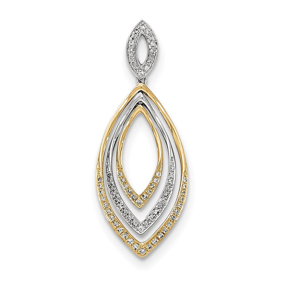 14K Bicolor-Gold Ellipsen-Anhänger mit echten Diamanten