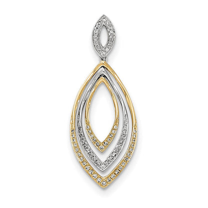 14K Bicolor-Gold Ellipsen-Anhänger mit echten Diamanten