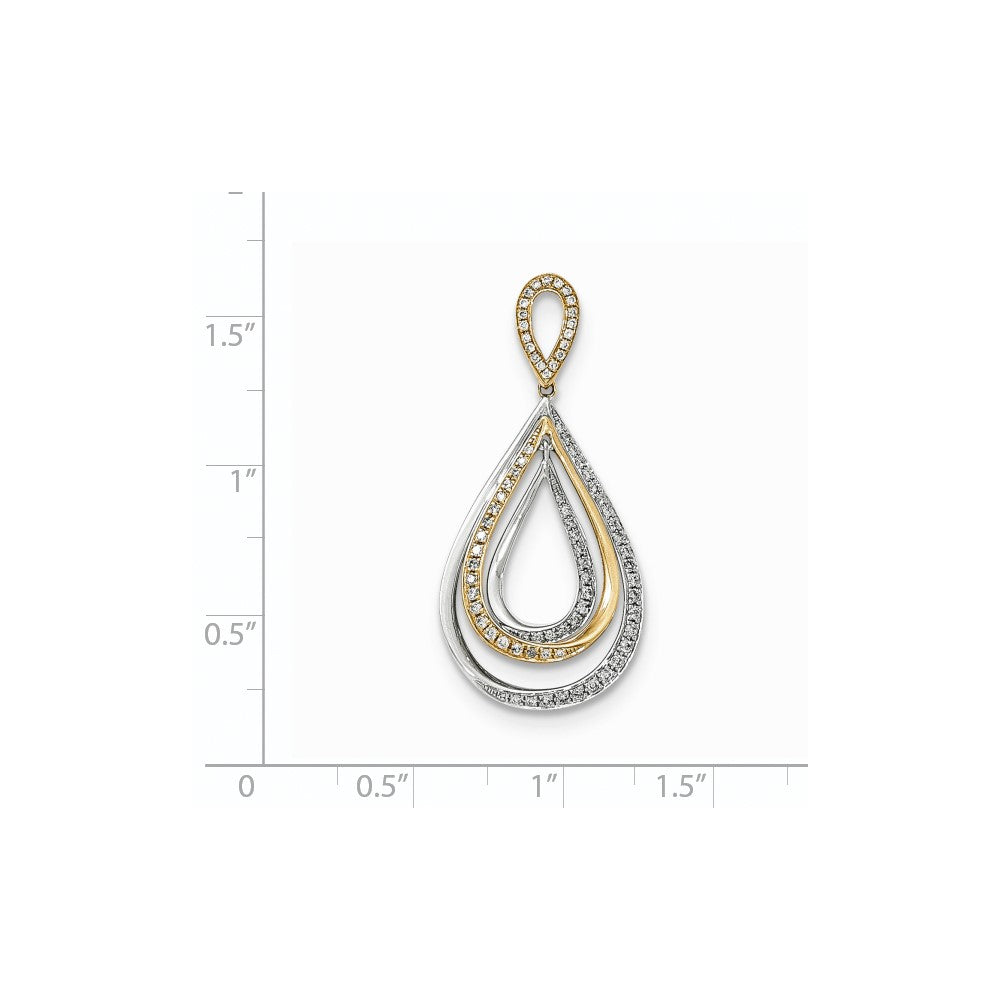 14K Bicolor-Gold Diamant-Tropfen-Anhänger, echt