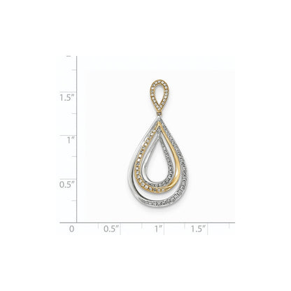 14K Bicolor-Gold Diamant-Tropfen-Anhänger, echt