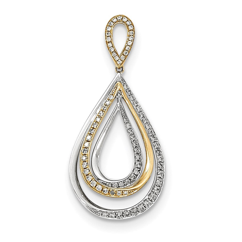 14K Bicolor-Gold Diamant-Tropfen-Anhänger, echt