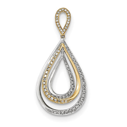 14K Bicolor-Gold Diamant-Tropfen-Anhänger, echt