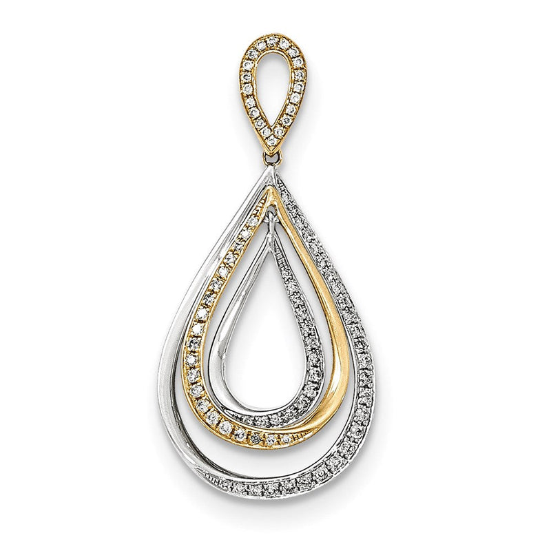 14K Bicolor-Gold Diamant-Tropfen-Anhänger, echt