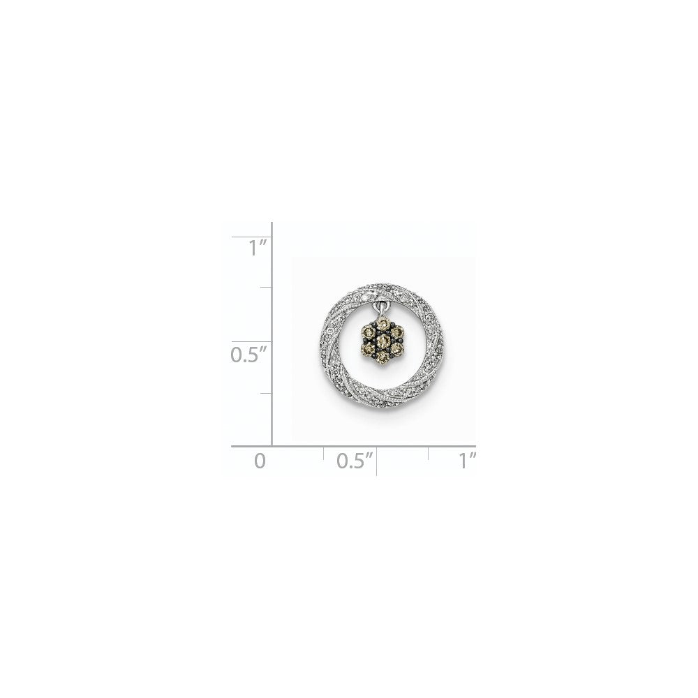 14K Weißgold Weiß und Champagne Echt Diamant Kette Anhänger