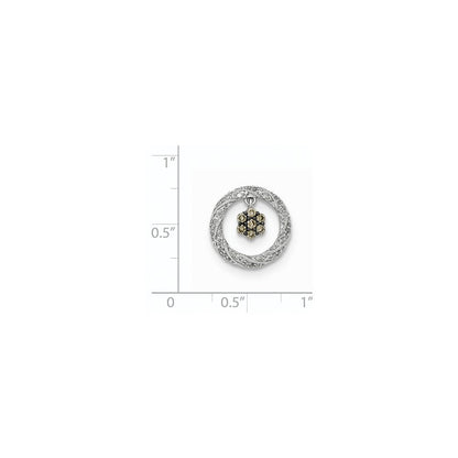 14K Weißgold Weiß und Champagne Echt Diamant Kette Anhänger
