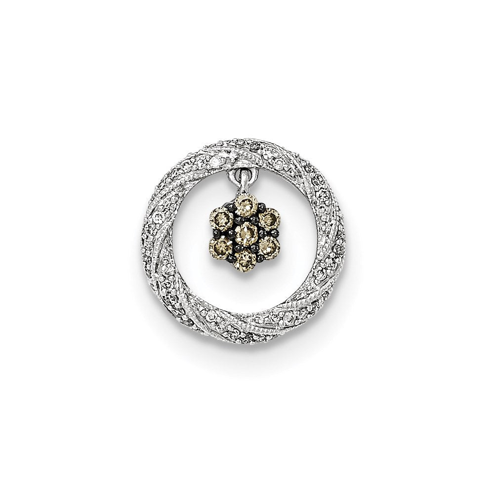 14K Weißgold Weiß und Champagne Echt Diamant Kette Anhänger
