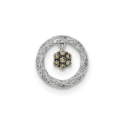 14K Weißgold Weiß und Champagne Echt Diamant Kette Anhänger