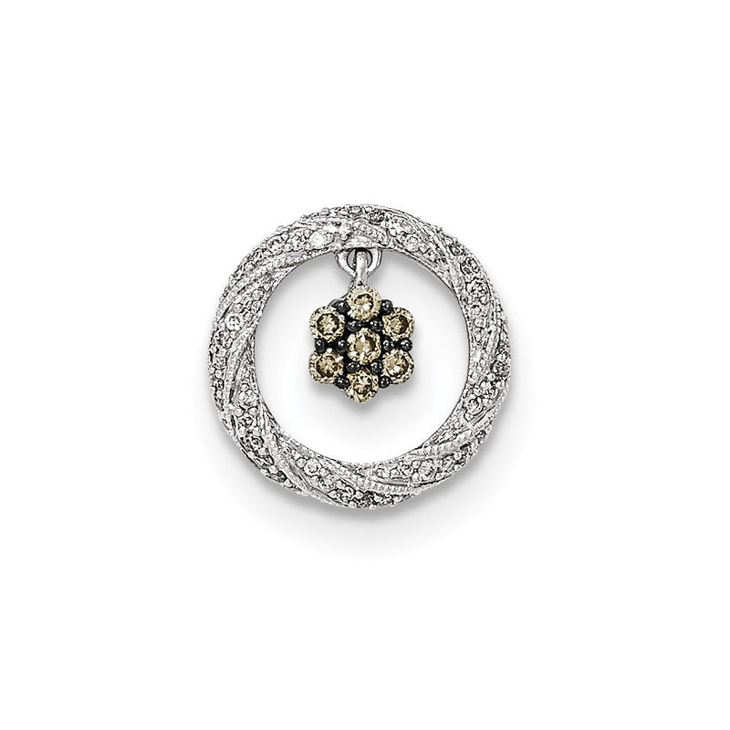 14K Weißgold Weiß und Champagne Echt Diamant Kette Anhänger