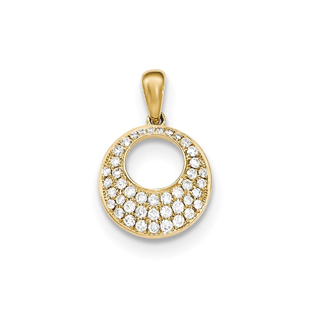 14K Gelbgold Pavé-Diamant-Anhänger, rund