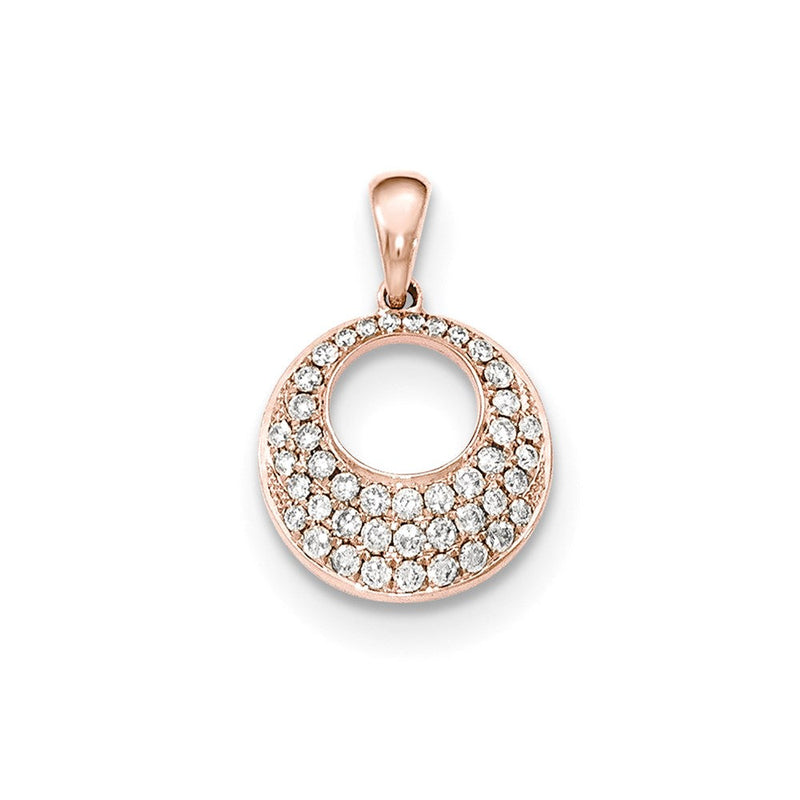 14K Roségold Pavé-Diamant-Anhänger, rund