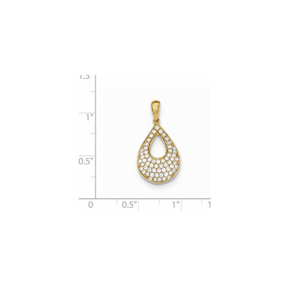 14K Gelbgold Tropfen-Anhänger mit echten Pavé-Diamanten