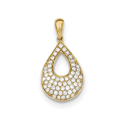 14K Gelbgold Tropfen-Anhänger mit echten Pavé-Diamanten