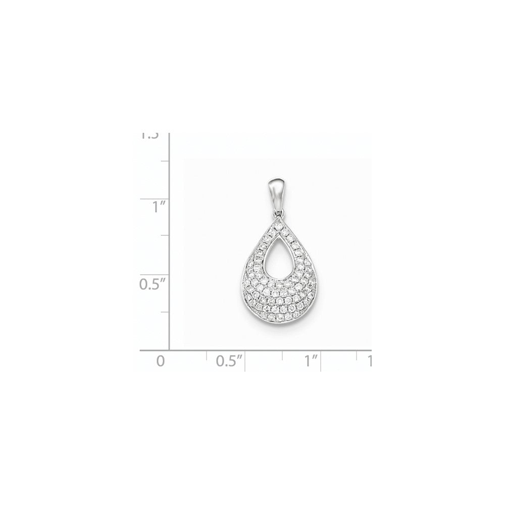 14K Weißgold Anhänger mit echtem Pavé-Diamant in Tropfenform
