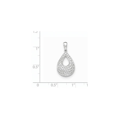 14K Weißgold Anhänger mit echtem Pavé-Diamant in Tropfenform