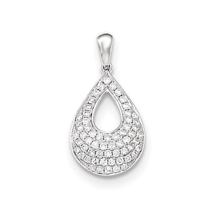 14K Weißgold Anhänger mit echtem Pavé-Diamant in Tropfenform