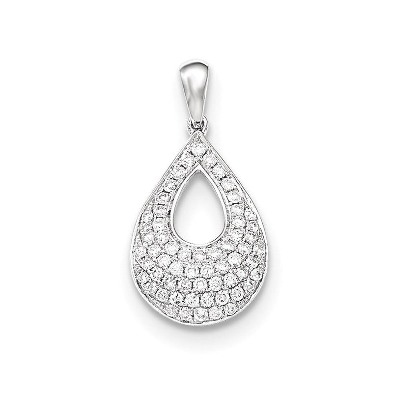 14K Weißgold Anhänger mit echtem Pavé-Diamant in Tropfenform