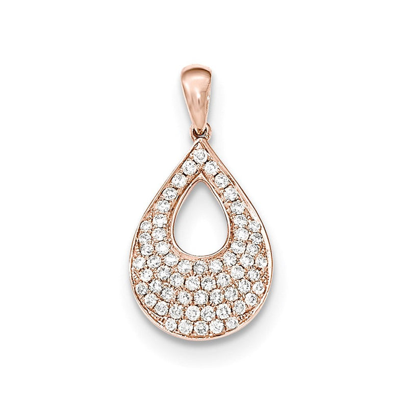 14K Roségold Diamant-Anhänger in Tropfenform mit Pavé-Fassung