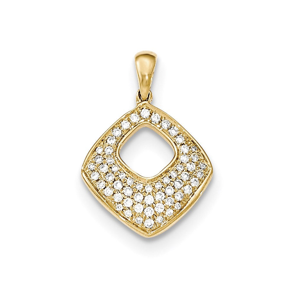 14K Gelbgold Anhänger mit quadratischem Diamant-Pavé