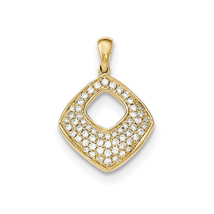 14K Gelbgold Anhänger mit quadratischem Diamant-Pavé