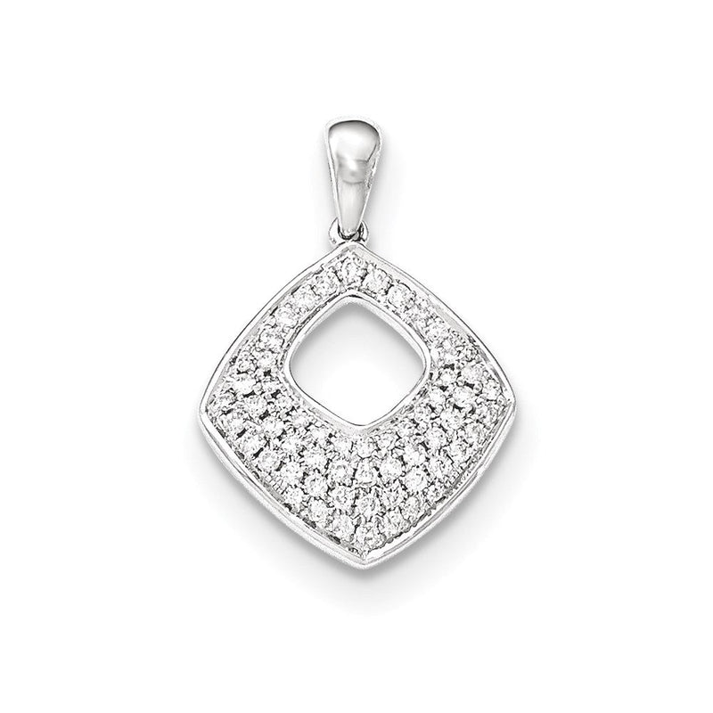 14K Weißgold Anhänger, quadratisch, mit Diamant-Pavé