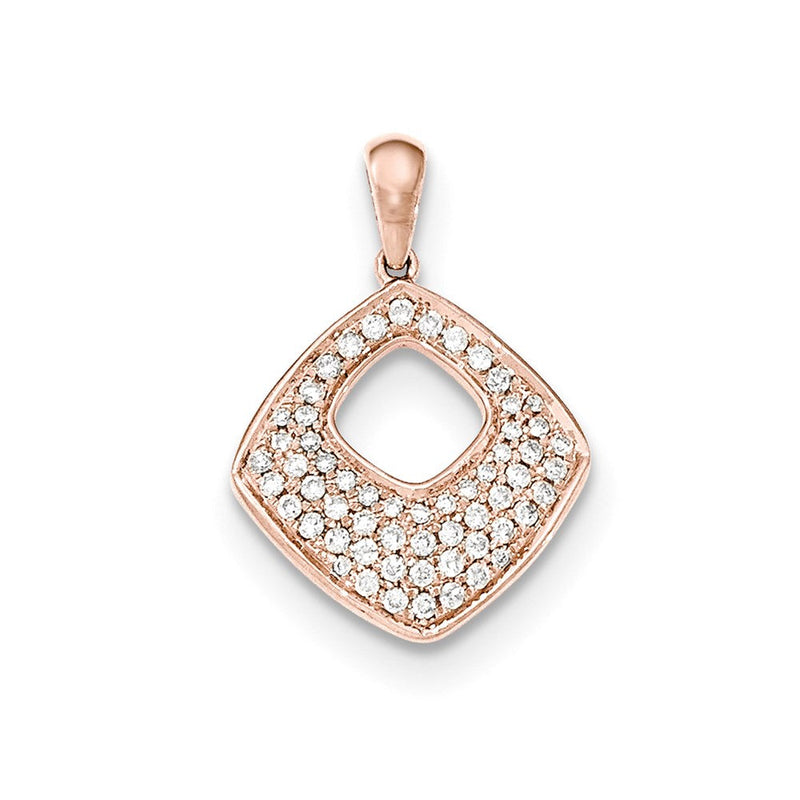 14K Roségold Pavé-Diamant-Anhänger, quadratisch