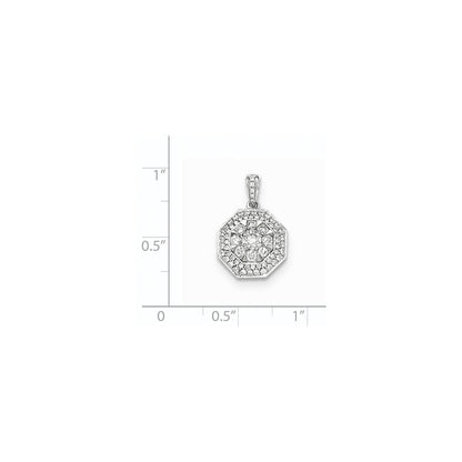 14K Weißgold Achteck-Anhänger mit echten Diamanten