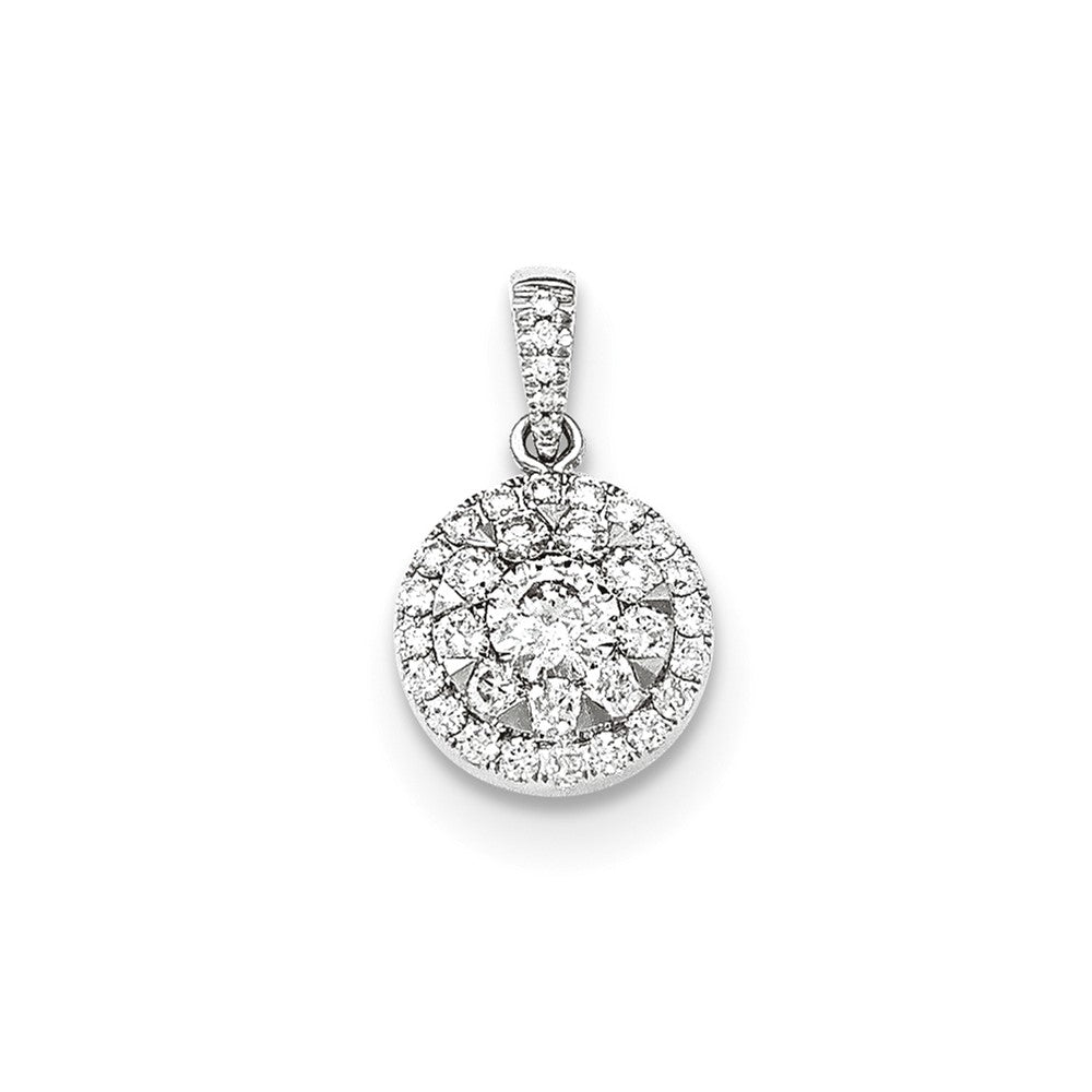 14K Weißgold Anhänger mit rundem echtem Diamant