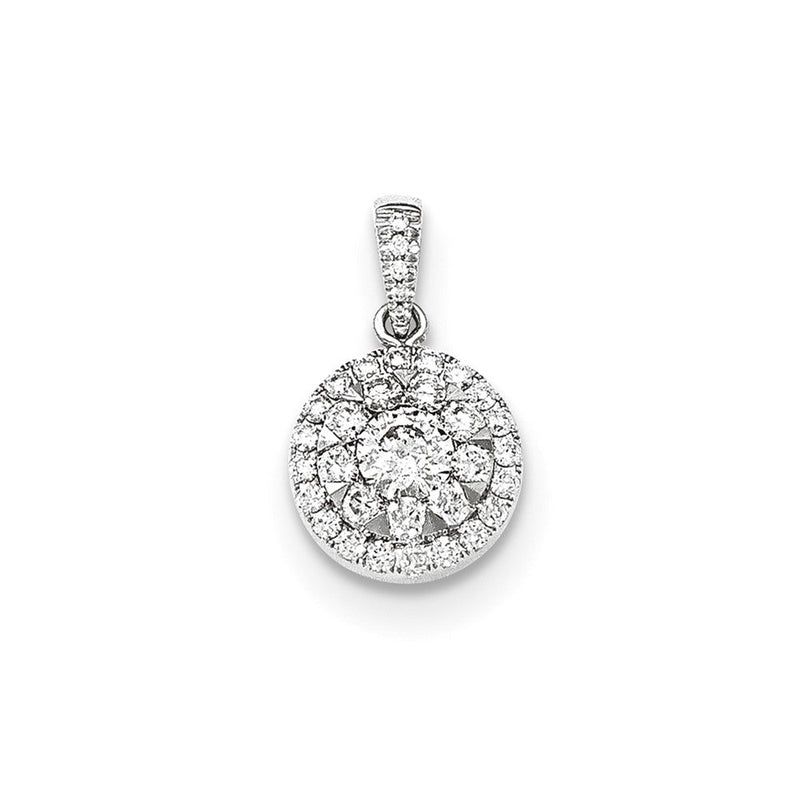 14K Weißgold Anhänger mit rundem echtem Diamant