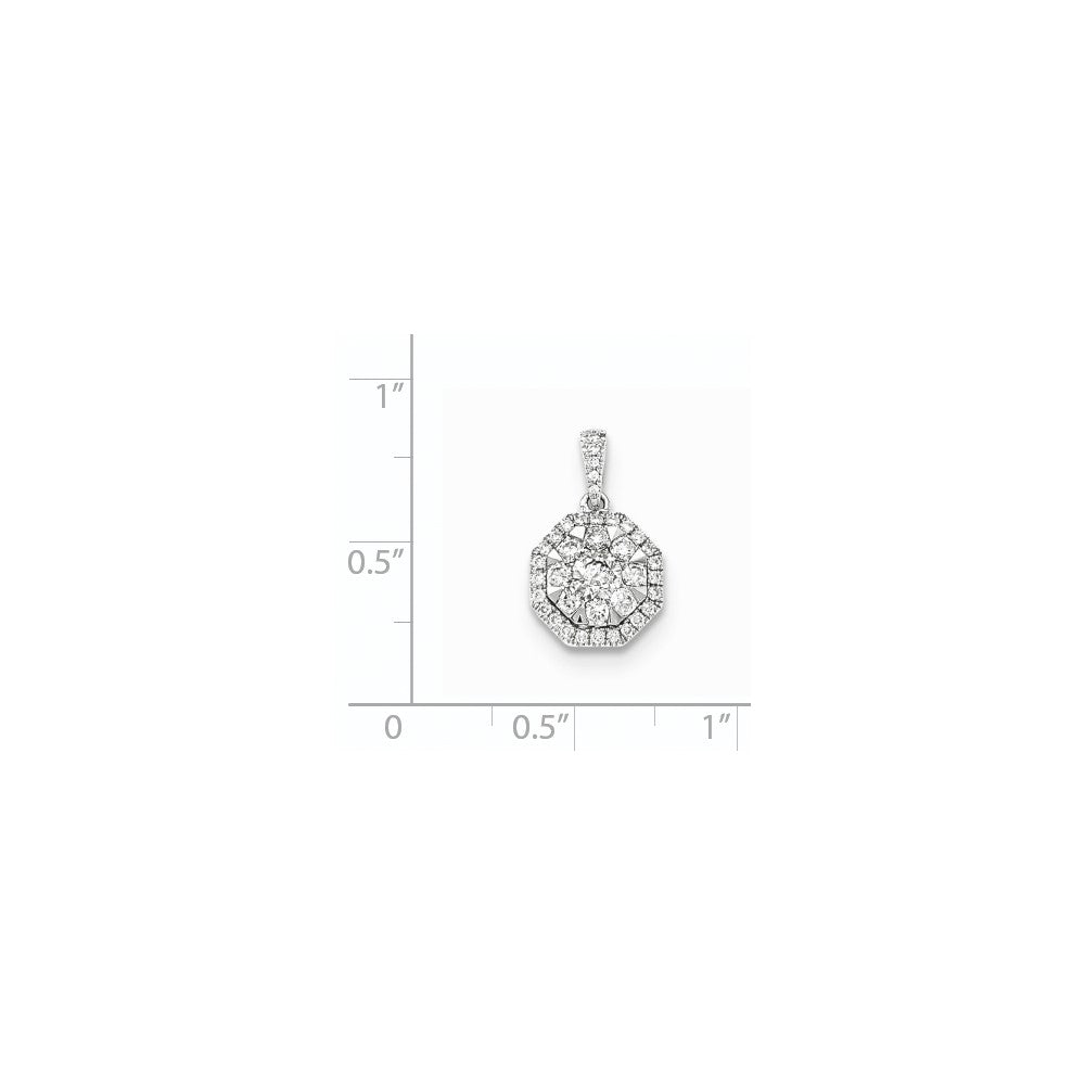 14K Weißgold Diamant-Anhänger Achteckig, echt