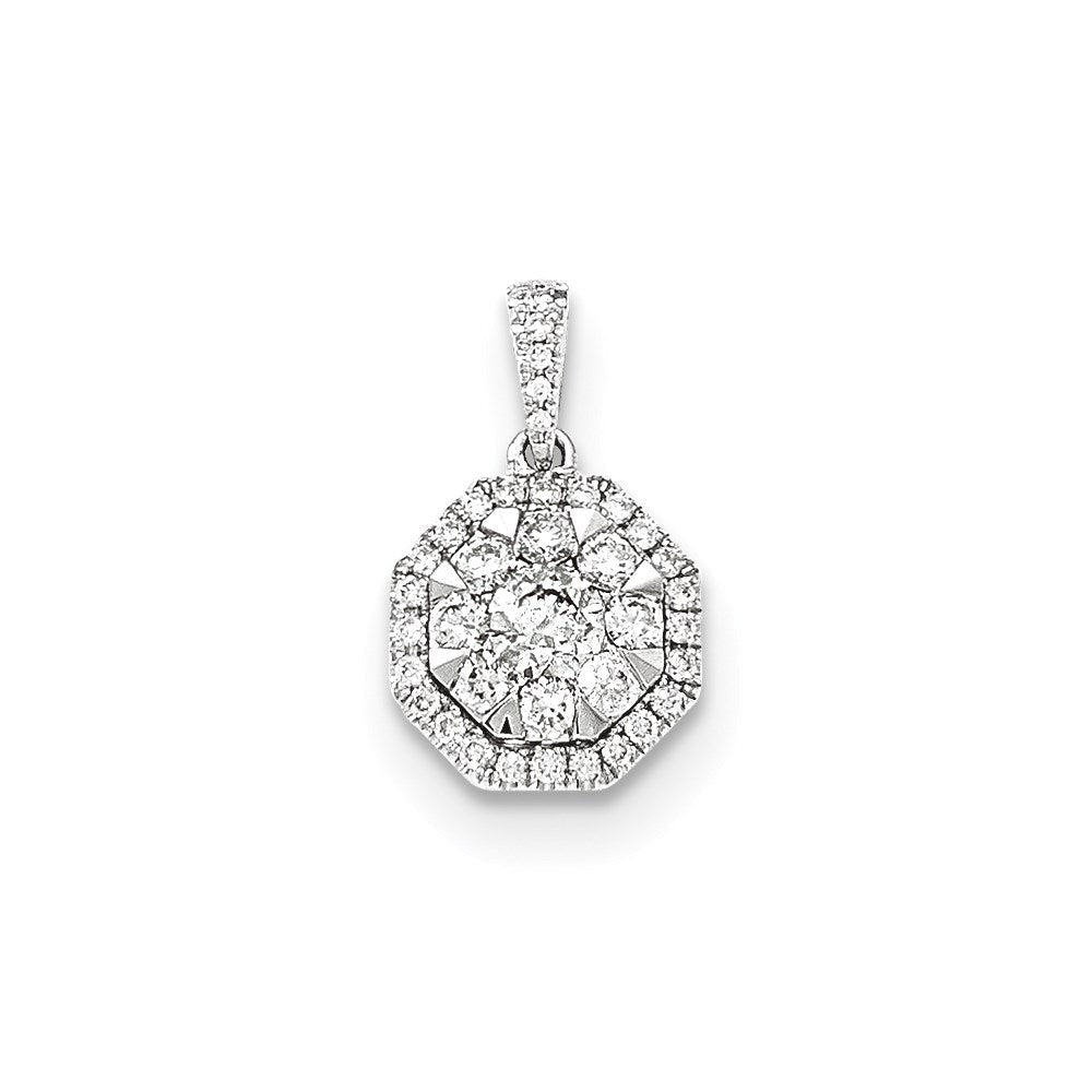 14K Weißgold Diamant-Anhänger Achteckig, echt