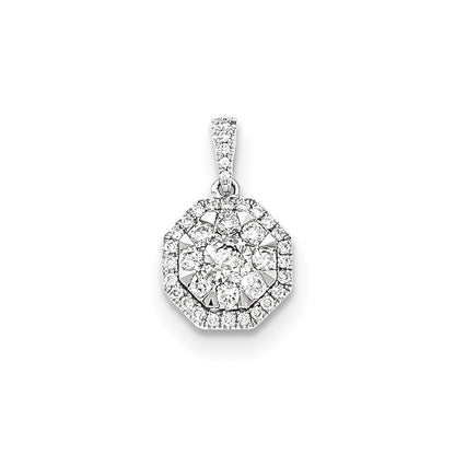 14K Weißgold Diamant-Anhänger Achteckig, echt