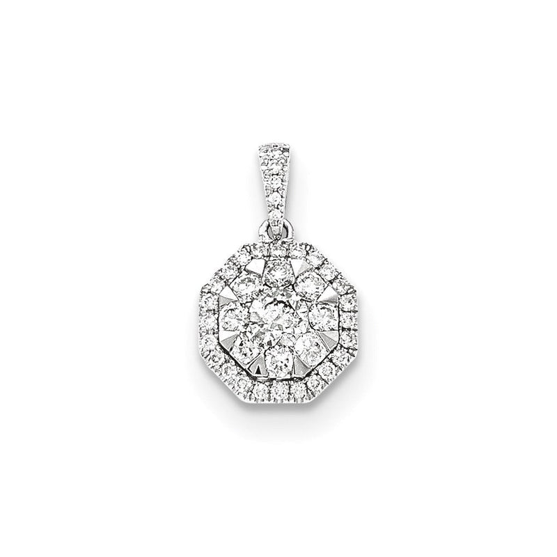 14K Weißgold Diamant-Anhänger Achteckig, echt
